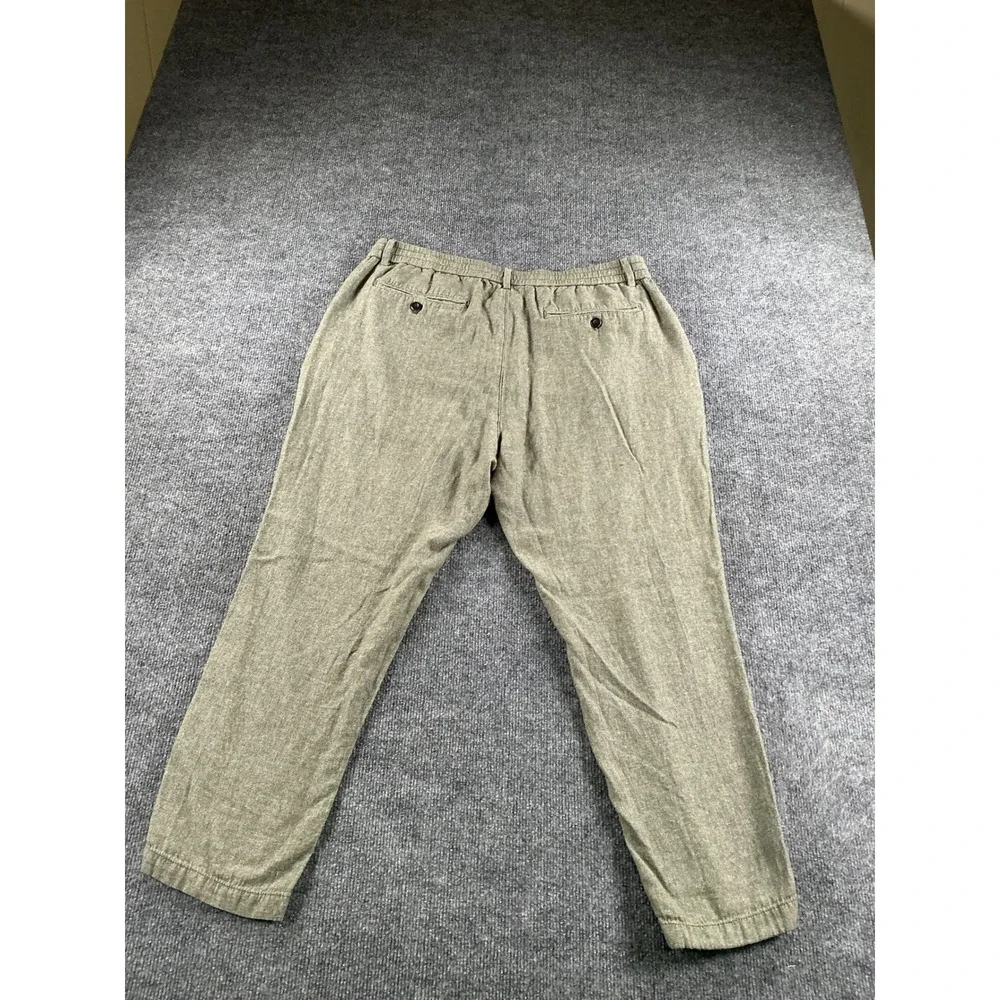 Banana Republic Athletic Tapered Linen Blend Pants Mens 36x30 Olive Green Khaki